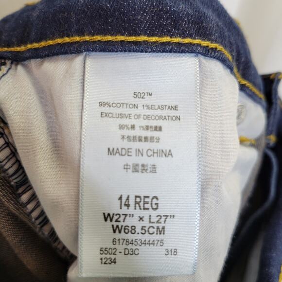 Levi's Dark Wash 502 Taper Fit, Size 14, 27x27 - Picture 8 of 9